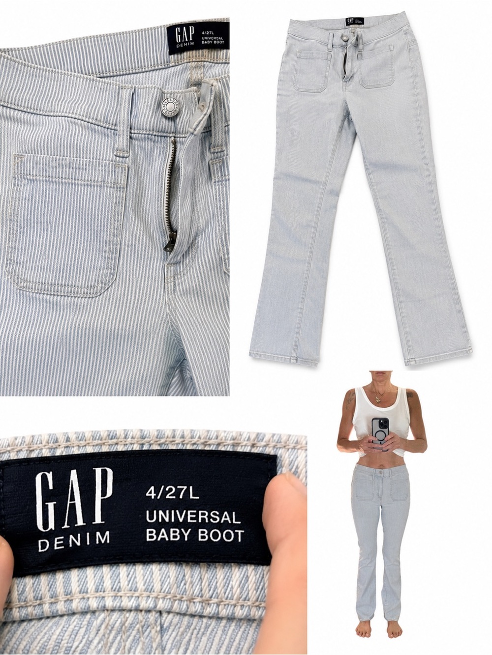GAP Light Blue Railroad Striped Baby Boot Jeans